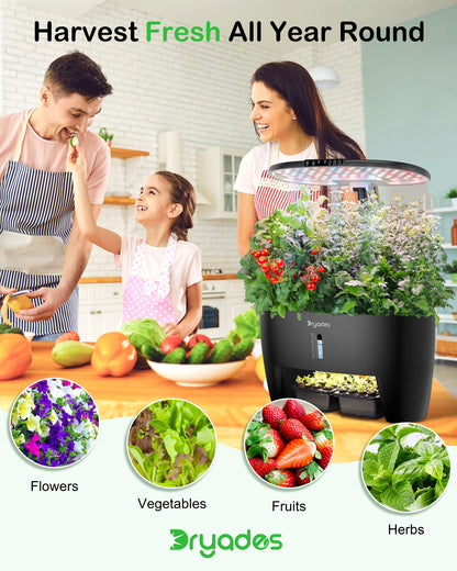 DRYADES Hydroponics Growing System Kit 16Pods, Herb Garden with Sprout Mode Can Seedling in Advance, Indoor Garden Planter for Home Office School with LED Grow Light, for Mom Women--Z244