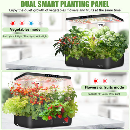 DRYADES 44 Pods Hydroponics Growing System, DRYADES Dual Layers Indoor Garden with LED Full Spectrum Grow Light, 2 × 13.3L Water Tanks, Height &amp; Angle Adjustable, Professional Smart Plant Germination Kits - Z243
