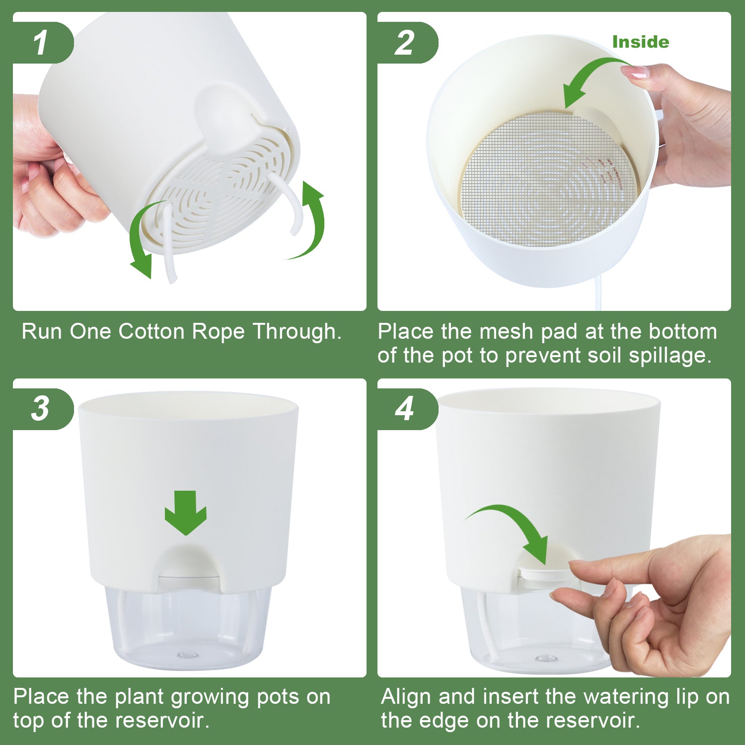 OLiz Plant Pots Indoor 3 Packs Self Watering Pots for Indoor Plants 4.9 inchs, African Violet Pots Planter with Visible Reservoir Self Watering Planter for Herb, House Plant Planting--A710