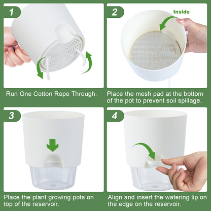 OLiz Plant Pots Indoor 3 Packs Self Watering Pots for Indoor Plants 4.9 inchs, African Violet Pots Planter with Visible Reservoir Self Watering Planter for Herb, House Plant Planting--A710