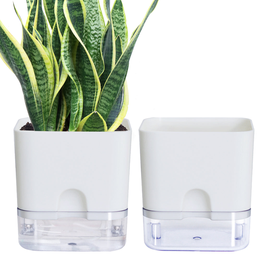 OLiz Plant Pots Indoor 2 Packs Self Watering Pots for Indoor Plants, African Violet Pots Planter with Visible Reservoir Self Watering Planter for Herb, House Plant Planting--G205 4.25 inches/ G207  5.5 inches