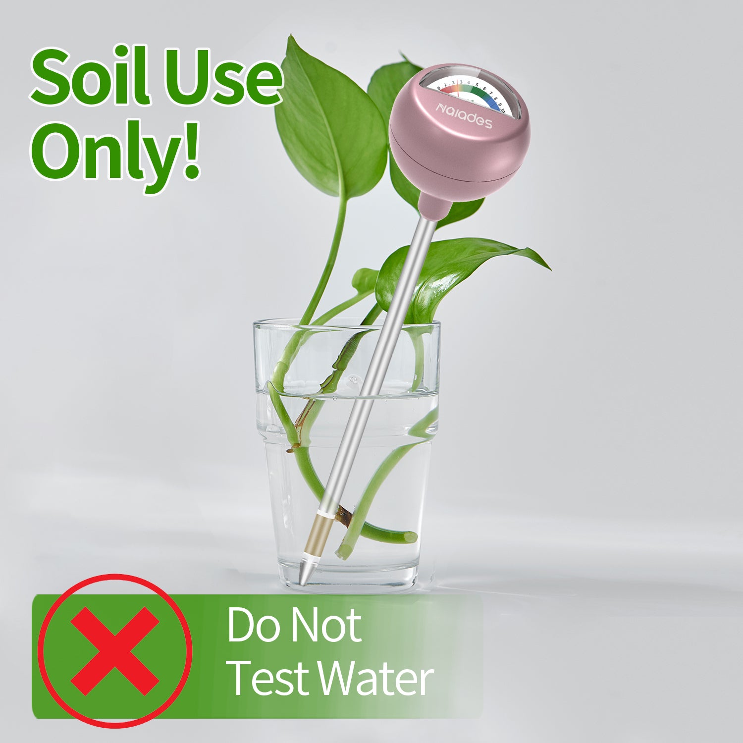 Naiades Soil Moisture Meter, Naiades Rose Gold Plant Hygrometer Sensor Water Monitor for Farming Gardening Indoor Outdoor Plants (No Batteries Needed)--P405