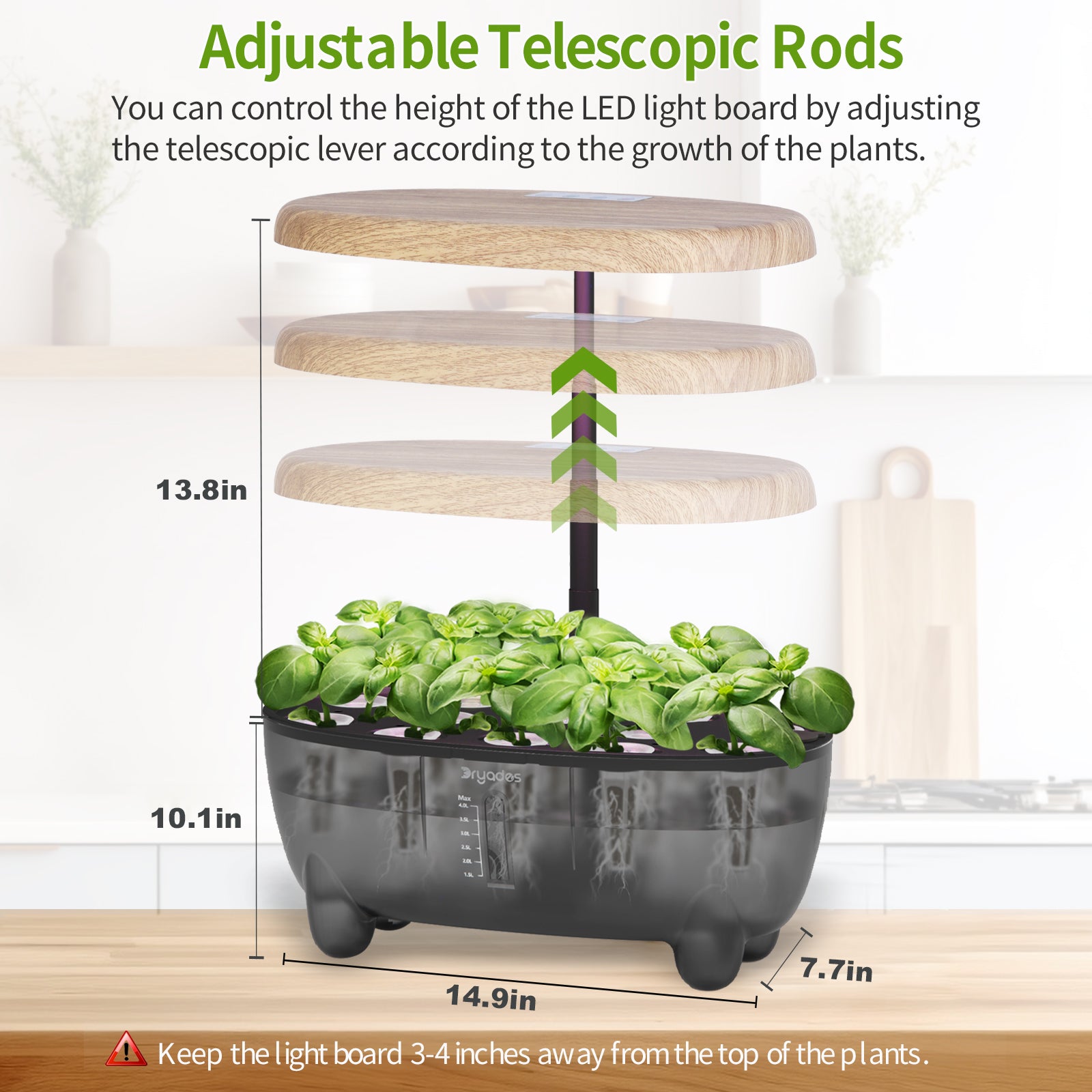 DRYADES Indoor Herb Garden Kit, Hydroponic Growing System with LED Grow Light Quiet Water Pump for Home Kitchen Office Healthy Fresh Herbs Vegetables, Gift Ideas for Women Men -Z237