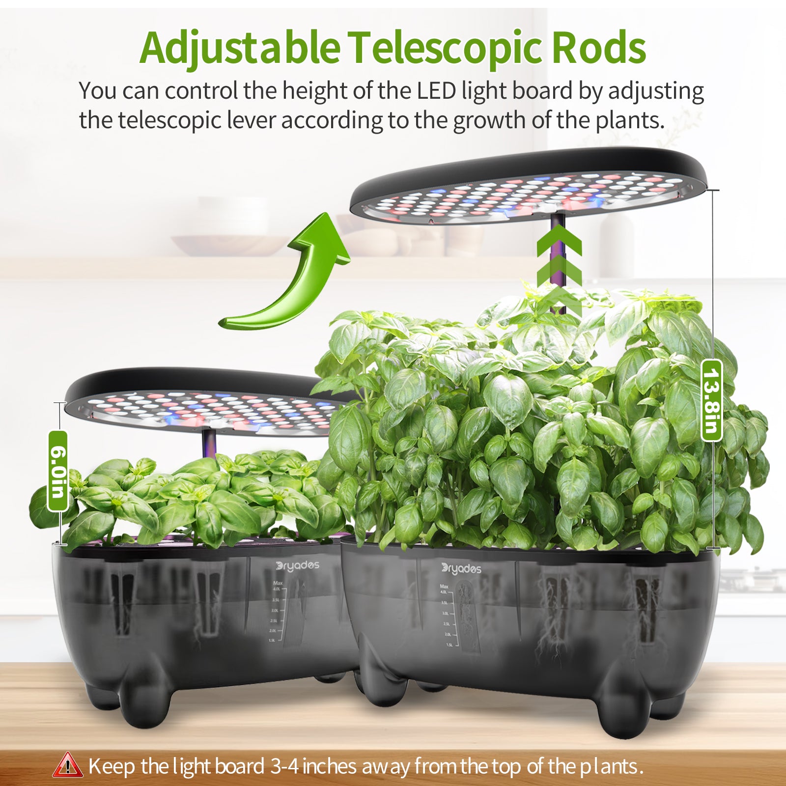 DRYADES Indoor Herb Garden Kit, Hydroponic Growing System with LED Grow Light Quiet Water Pump for Home Kitchen Office Healthy Fresh Herbs Vegetables, Gift Ideas for Women Men -Z237